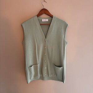 Vintage fileuse d’Arvor Wool Blend  Button-Down Vest Green size 8